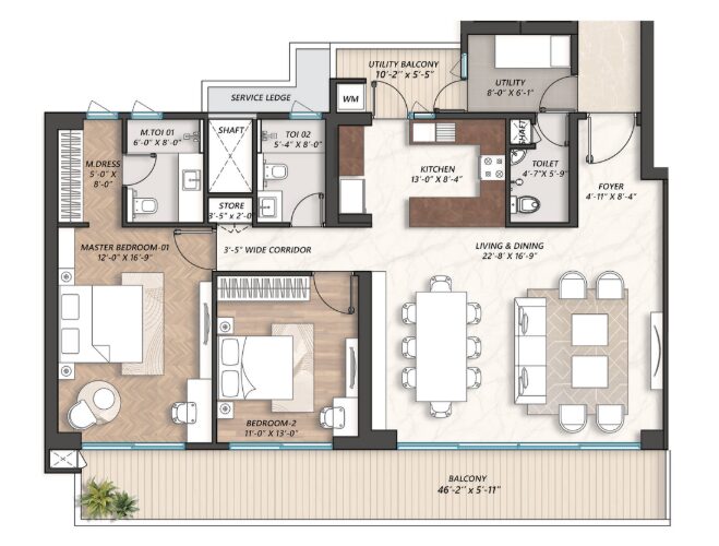 AIPL RIVIERA 2BHK -1