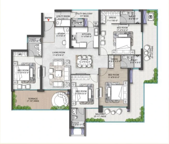 M3M ST ANDREWS -4 BR + Study (2)