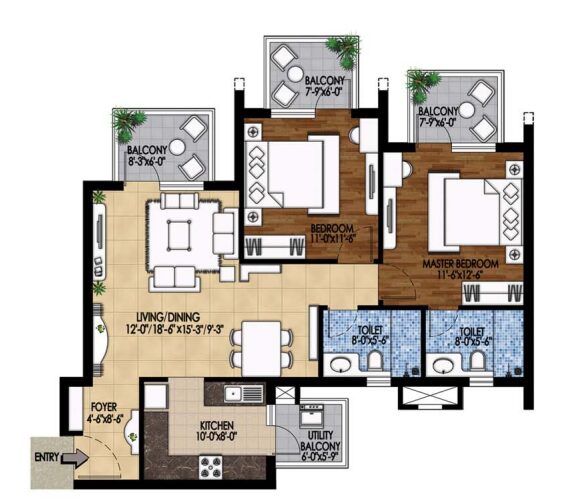 M3M WOODSHIRE SECTOR 107 GURGAON 2BHK -1