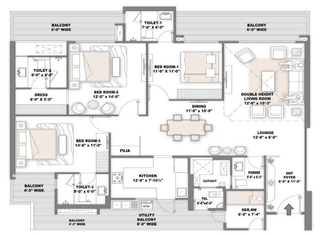 AMBROSIA 3bhk