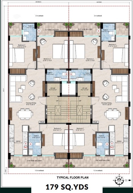 3bhk 179sq.yd.